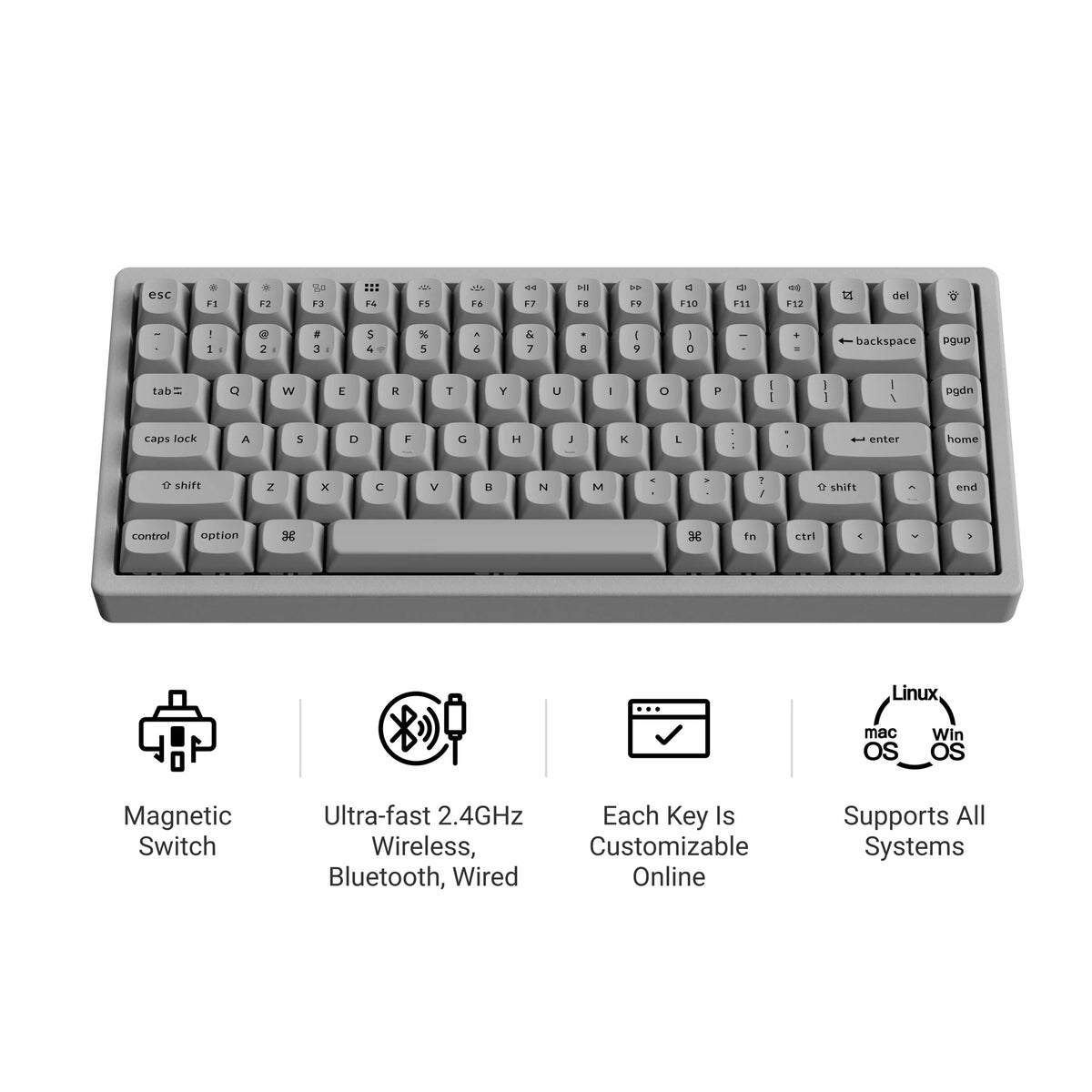 Keychron K2 HE Wireless Magnetic Switch Custom Keyboard - Concrete Edition